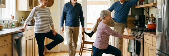 Prévention des chutes : 4 exercices d'équilibre en cuisine