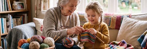 Transmettre le tricot à ses petits-enfants, 6 projets à faire à deux